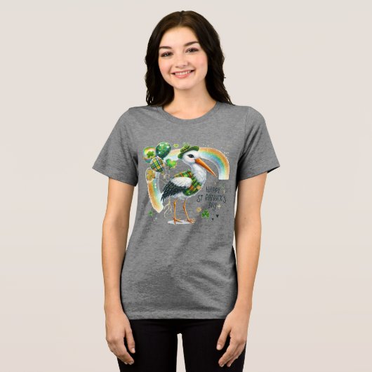 Glücklicher St. Patrick Frauen Tri-Blend Shirt (Vorderseite voll)