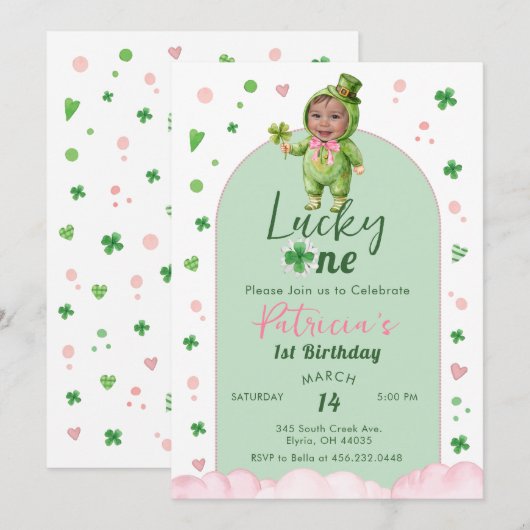 Glücklicher St. Patrick Geburtstagsfoto Einladung (Vorne/Hinten)