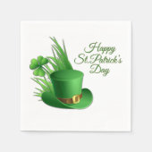 Glücklicher St. Patrick Kobold Nelkenhut im Gras Serviette (Vorderseite)