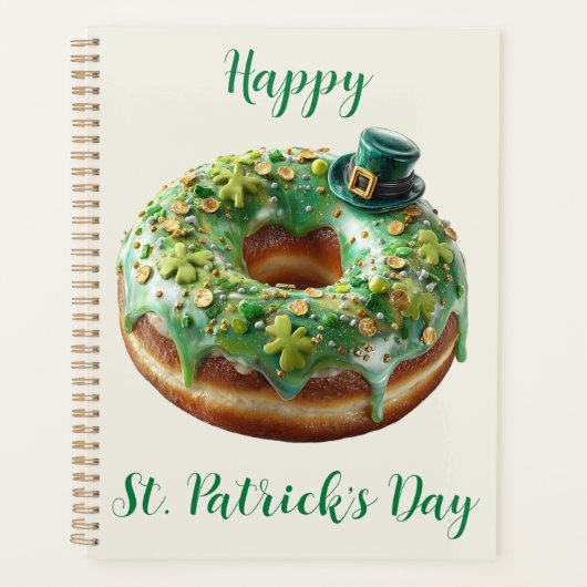 Glücklicher St. Patrick’s Day Donut mit Leprechaun Planer (Vorderseite)