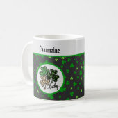 Glücklicher St. Patrick Shamrock Grün Schwarz Katz Kaffeetasse (Vorderseite Links)