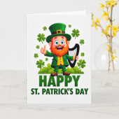 Glücklicher St. Patrick Tag Leprechaun Karte (Gelbe Blume)