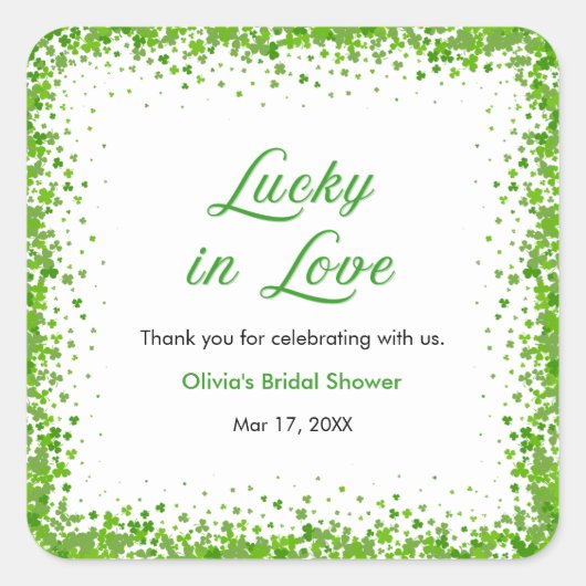 Glücklicher St. Patrick's Brautparty Dankeschön Quadratischer Aufkleber (Vorderseite)