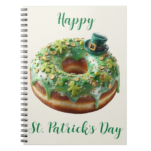 Glücklicher St. Patrick's Day Donut mit Leprechaun Notizblock (Vorderseite)