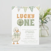 Glücklicher St. Patrick's Day Erster Geburtstag Einladung (Stehend Vorderseite)