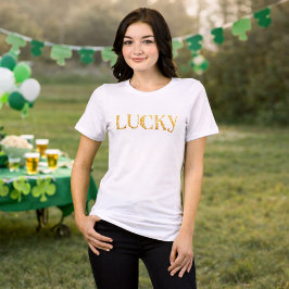 Glücklicher St. Patrick's Day Goldblatt-Mustertext Tri-Blend Shirt