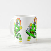 Glücklicher St. Patrick's Day Kaninchen Regenbogen Kaffeetasse (Vorderseite Links)