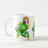Glücklicher St. Patrick's Day Kaninchen Regenbogen Kaffeetasse (Links)