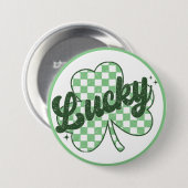 Glücklicher St. Patrick's Day Retro Shamrock Button (Vorne & Hinten)