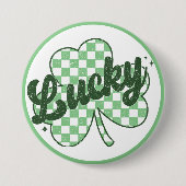 Glücklicher St. Patrick's Day Retro Shamrock Button (Vorderseite)