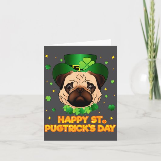 Glücklicher St. Patricks Pugtricks Tag Irischer Pu Karte (Vorderseite)