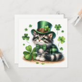 Glücklicher St. Patrick's Tag Katze Karte (Vorderseite/Rückseite Beispiel)