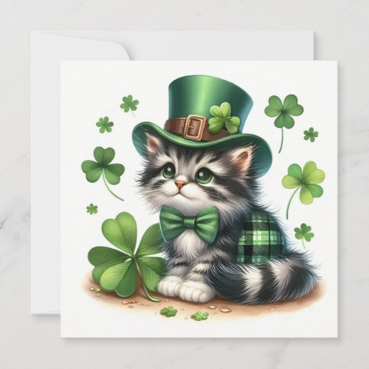 Glücklicher St. Patrick's Tag Katze Karte (Vorderseite)