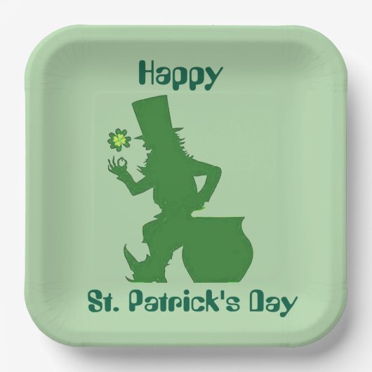 GLÜCKLICHER ST. PATRICK'S TAG LEPRECHAUN PAPPTELLER (Vorderseite)