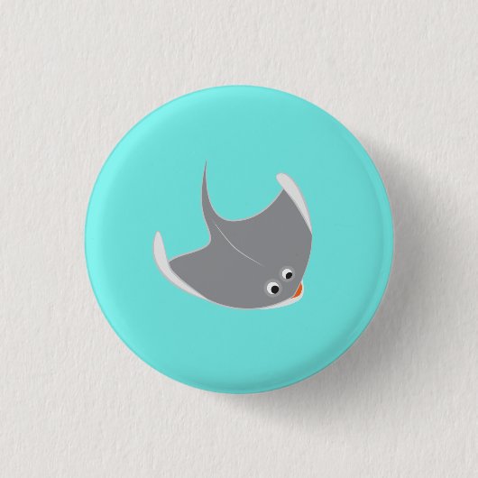 Glücklicher Stachelrochen Button (Vorderseite)
