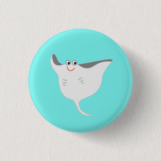 Glücklicher Stachelrochen Button (Vorderseite)