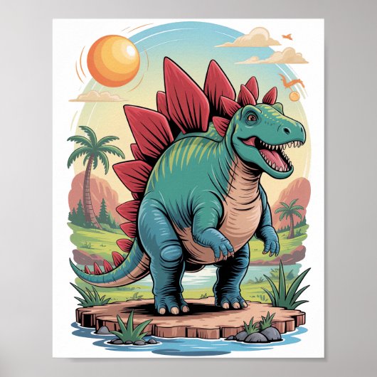 Glücklicher Stegosaurus Poster (Vorne)