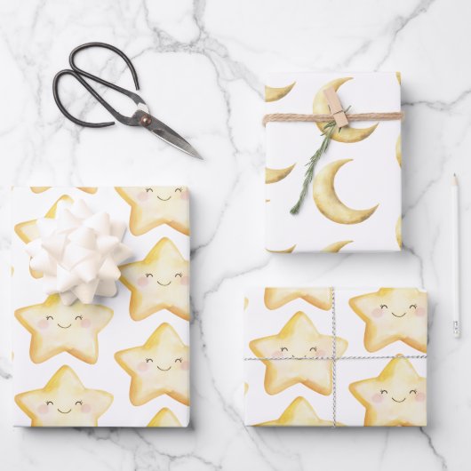 Glücklicher Stern Geburtstag Geschenkpapier Set (Vorderseite)
