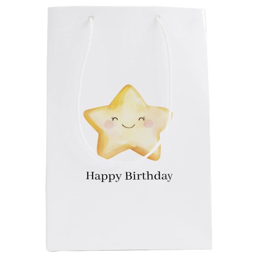 Glücklicher Stern Geburtstag Mittlere Geschenktüte (Vorderseite)