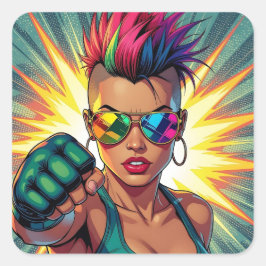 Glücklicher Stolz! Lgbtqia+ Monat Quadratischer Aufkleber