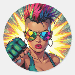 Glücklicher Stolz! Lgbtqia+ Monat Runder Aufkleber