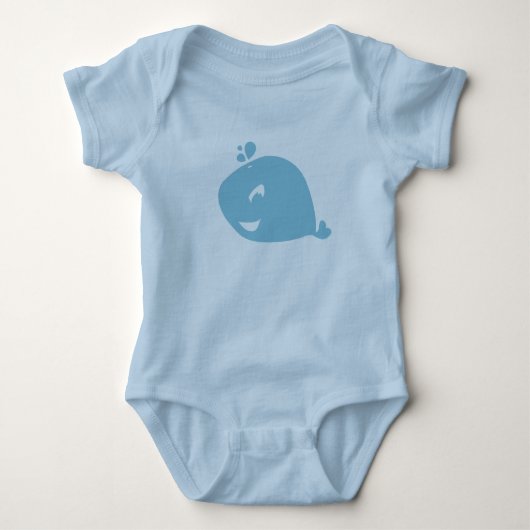 Glücklicher süßer blauer Wal Baby Strampler (Vorderseite)