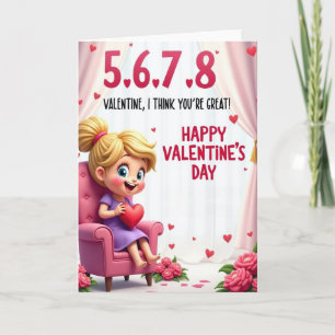 Glücklicher süßer Mädchen Valentinstag Grußkarte Karte