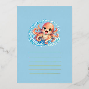 Glücklicher süßer Oktopus Kawaii Meer Leben Illust Folien Feiertagskarte
