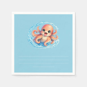 Glücklicher Süßer Oktopus Kawaii Meer Leben Illust Serviette