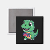 Glücklicher T-Rex mit Spielcontroller Süßer Gamer Magnet (Vorderseite/Rückseite)