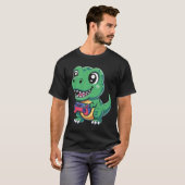 Glücklicher T-Rex mit Spielcontroller Süßer Gamer  T-Shirt (Vorne ganz)