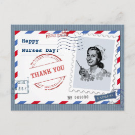 Glücklicher Tag der Krankenschwestern. Retro Nurse Postkarte