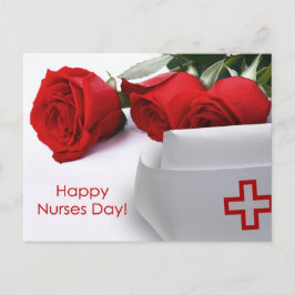 Glücklicher Tag der Krankenschwestern. Rote Rosen  Postkarte