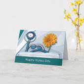 Glücklicher Tag der Krankenschwestern. Stethoscope Karte (Gelbe Blume)