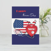 Glücklicher Tag der Krankenschwestern. USA Patriot Dankeskarte (Stehend Vorderseite)