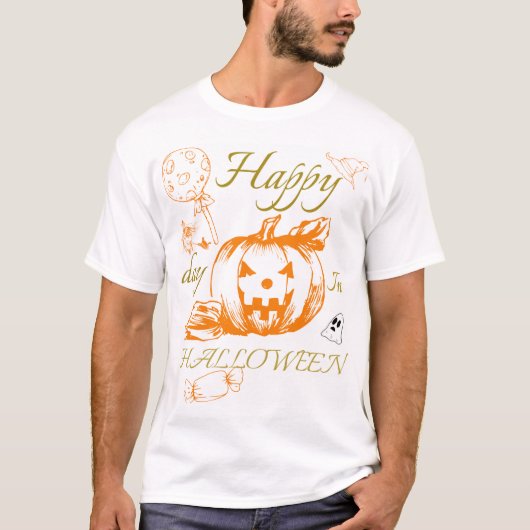 Glücklicher Tag zu Halloween T-Shirt (Vorderseite)