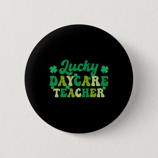 Glücklicher Tagesstätten-Lehrer Shamrocks Irischer Button (Vorderseite)