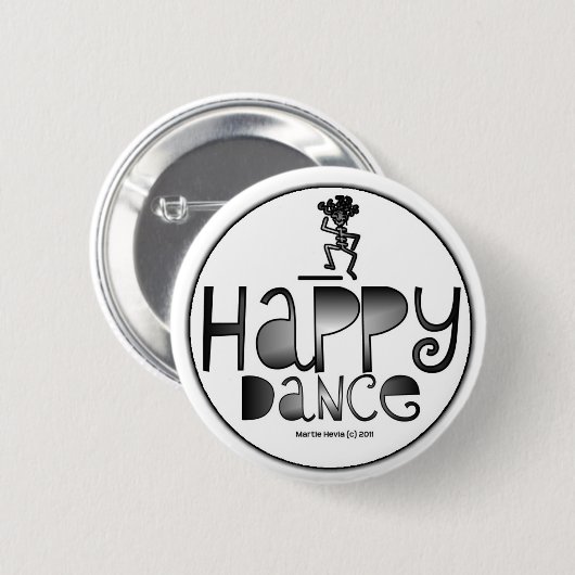 Glücklicher Tanz - ein positives Wort Button (Vorne & Hinten)