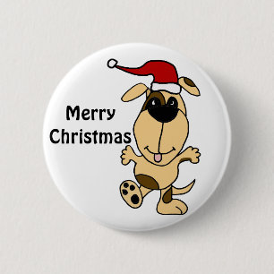 Glücklicher Tanzen-Hund im Button