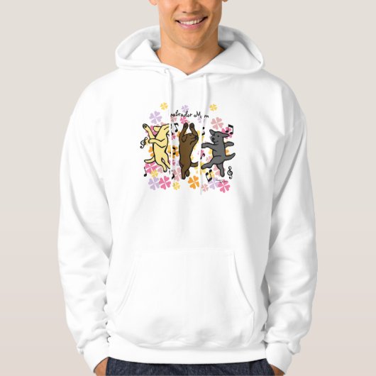 Glücklicher tanzender Labrador-Trio-Cartoon mit Hoodie (Vorderseite)