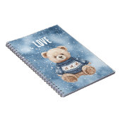 Glücklicher Teddybär Blauer Pullover Liebe Notizblock (Rechte Seite)