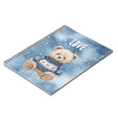 Glücklicher Teddybär Blauer Pullover Liebe Notizblock (Linke Seite)