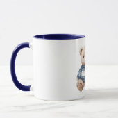 Glücklicher Teddybär Blauer Pullover Liebe Tasse (Links)
