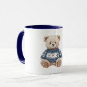 Glücklicher Teddybär Blauer Pullover Liebe Tasse (Vorderseite Links)