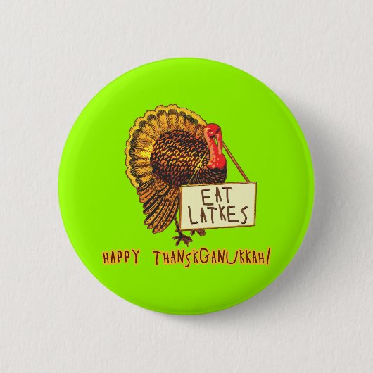 Glücklicher Thanksganukkah ESSEN LATKES Button (Vorderseite)