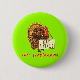 Glücklicher Thanksganukkah ESSEN LATKES Button