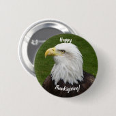 Glücklicher Thanksgiving-Bald-Adler Button (Vorne & Hinten)