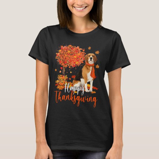 Glücklicher Thanksgiving Beagle und Beagle Herbstb T-Shirt (Vorderseite)
