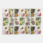 Glücklicher Thanksgiving Medley Vintage Postkarte Geschirrtuch (Horizontal)