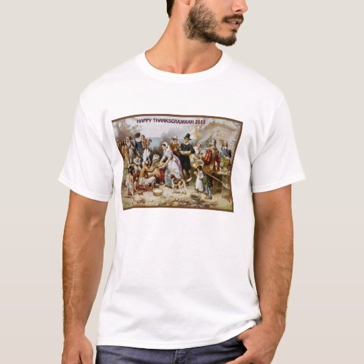 GLÜCKLICHER THANKSGIVUKKAH JÜDISCHER T-Shirt (Vorderseite)